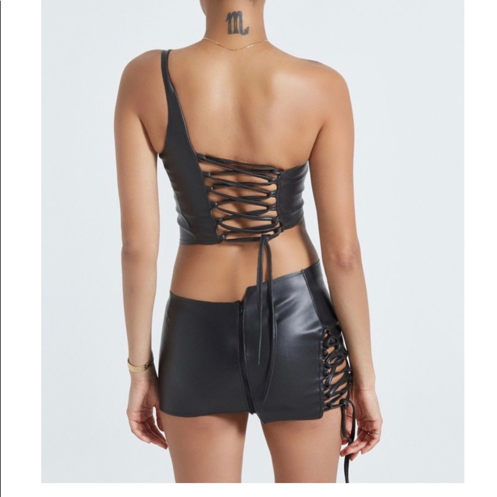 Matte Brand Mini Leather Skirt